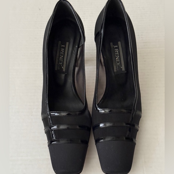 J. Renee Black Fabric & Leather 3" Block Heels Mesh Side & Top Women's Size 8M - Picture 3 of 12